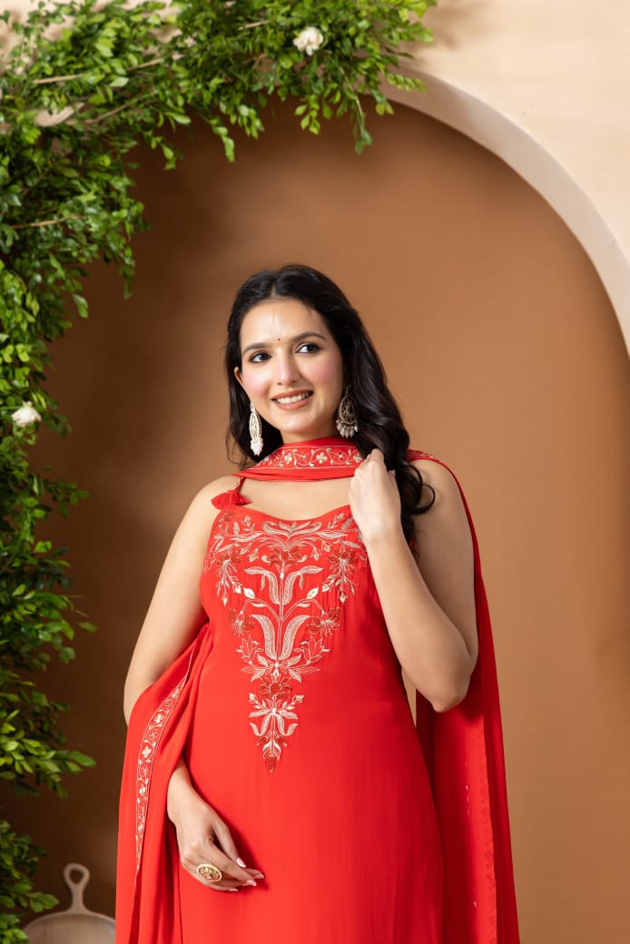 Pure crepe embroidered full set