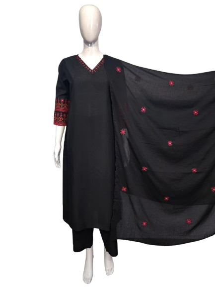 Navratri special pretty black embroidered suit set