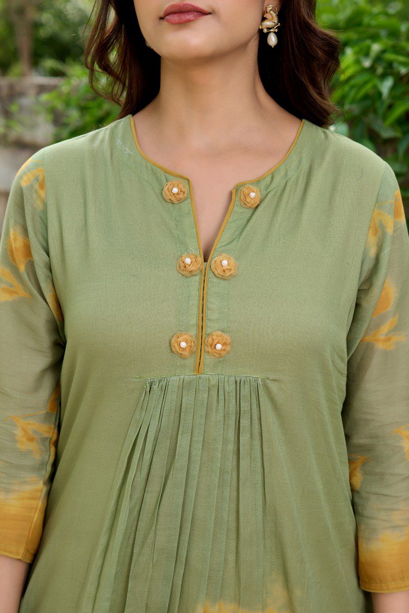 Pure Mul cotton brush painted kurta pant