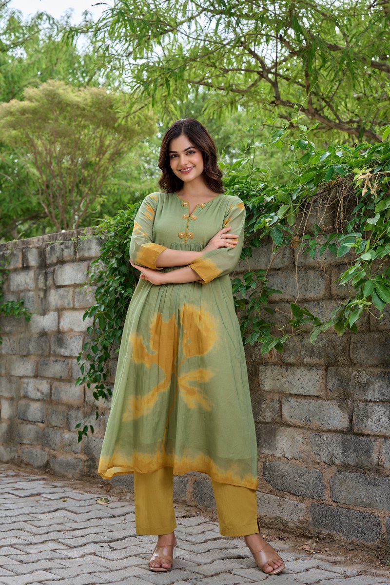 Pure Mul cotton brush painted kurta pant