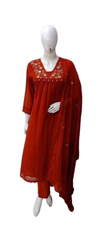 Pretty mul cotton real mirror suit set