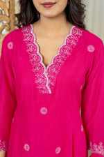 Mul Chanderi embroidered Anarkali suit set