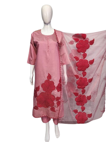 Roman silk appliqué work with lining