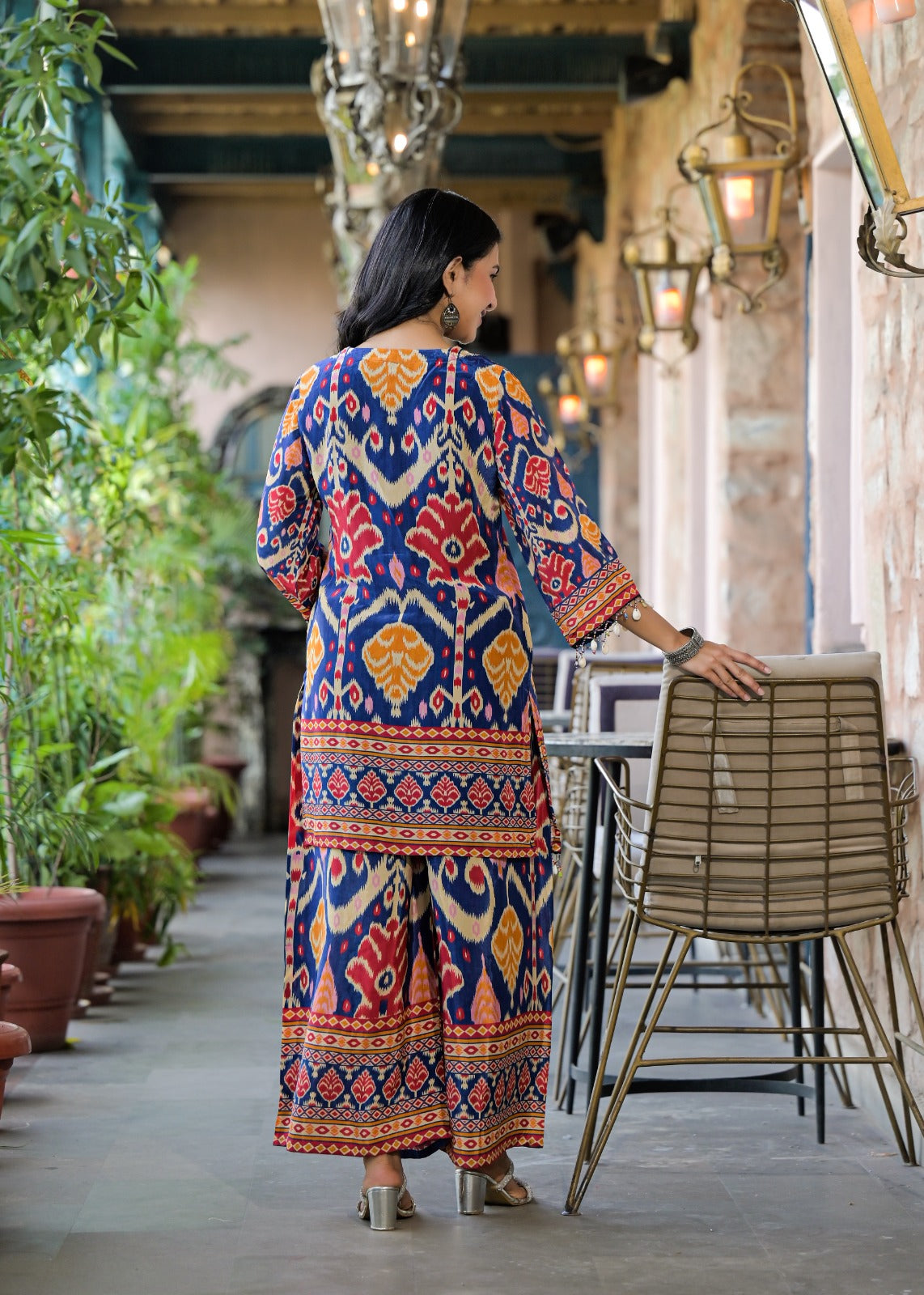 Pure crepe Ikkat lining co ord set