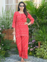 Restocked! Smart pure crepe red bandhani co ord