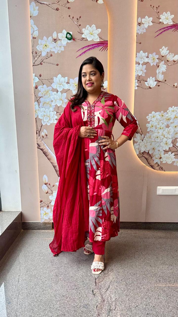 Pure cotton Anarkali full suit set