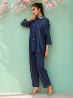 Smart comfy denim cotton with pearl detailing co ord set
