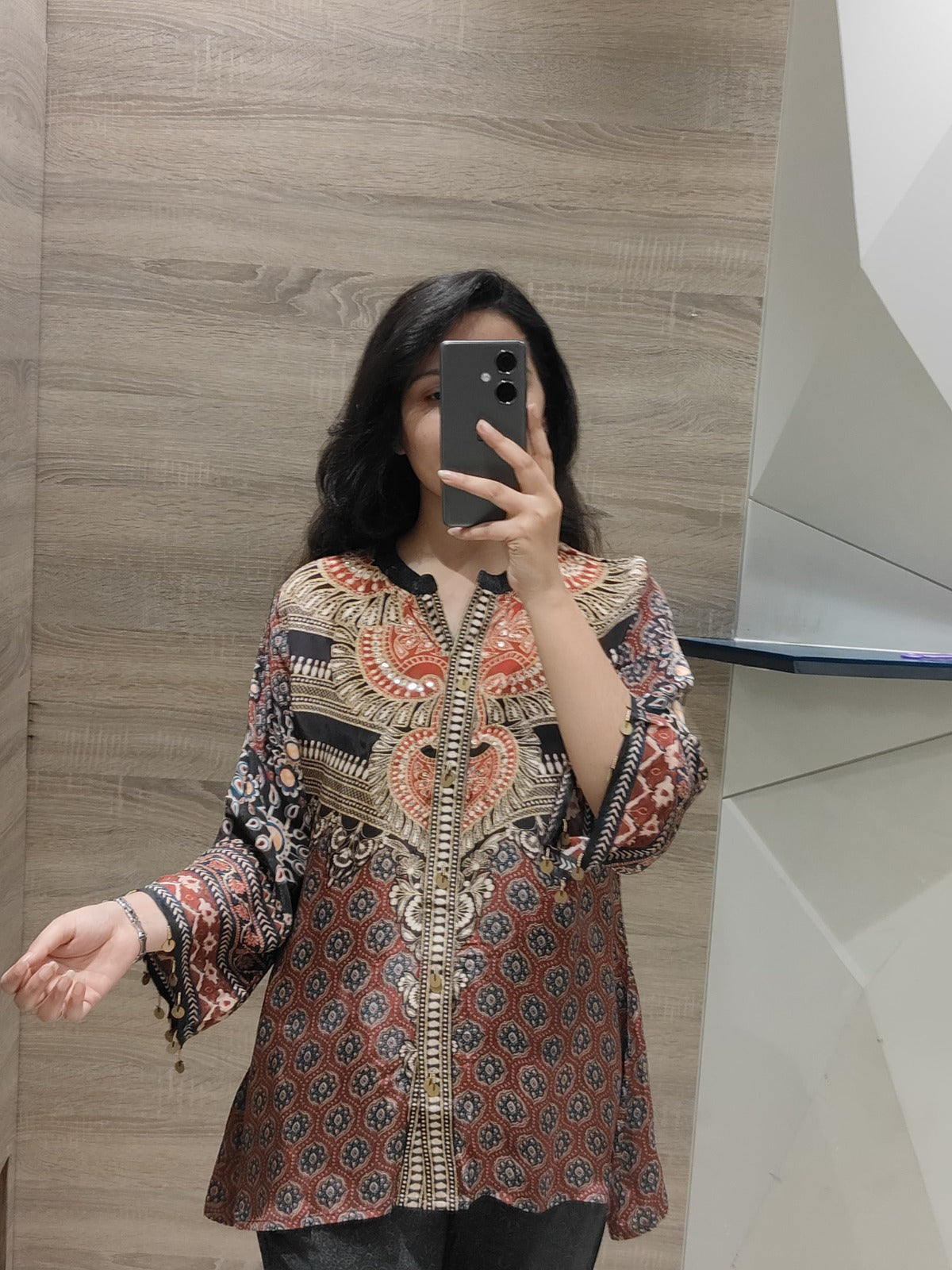 Pure crepe Ajrakh co ord set