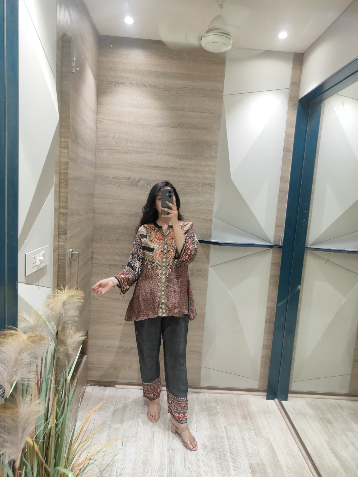 Pure crepe Ajrakh co ord set