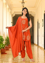 Viscose Chanderi silk farshi salwar noodle strap suit set