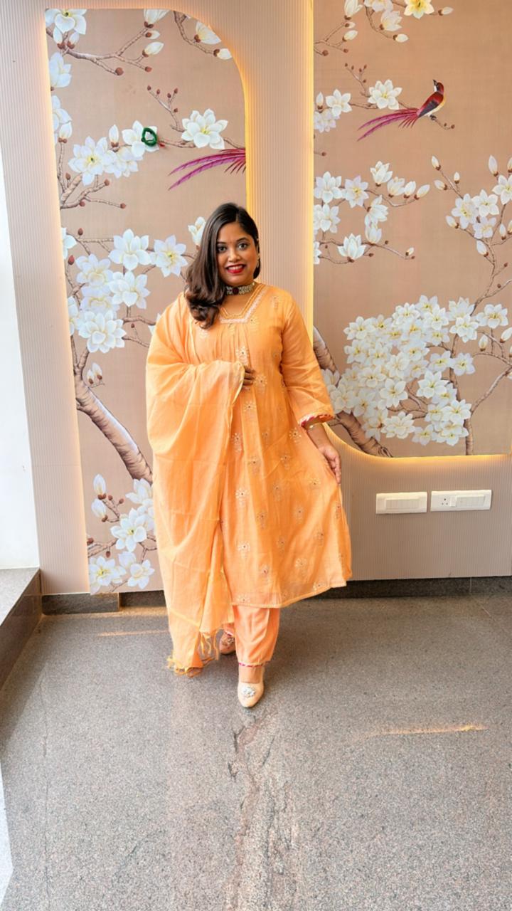 Double layer Mul Chanderi suit set