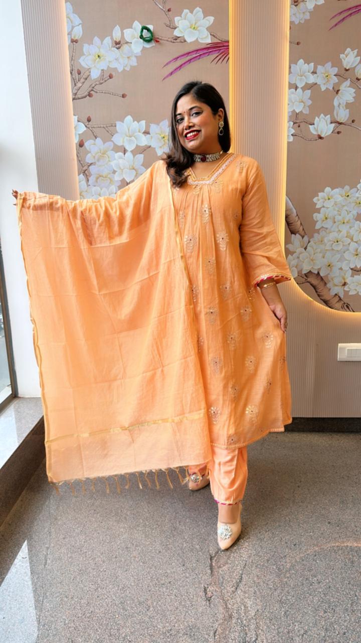 Double layer Mul Chanderi suit set