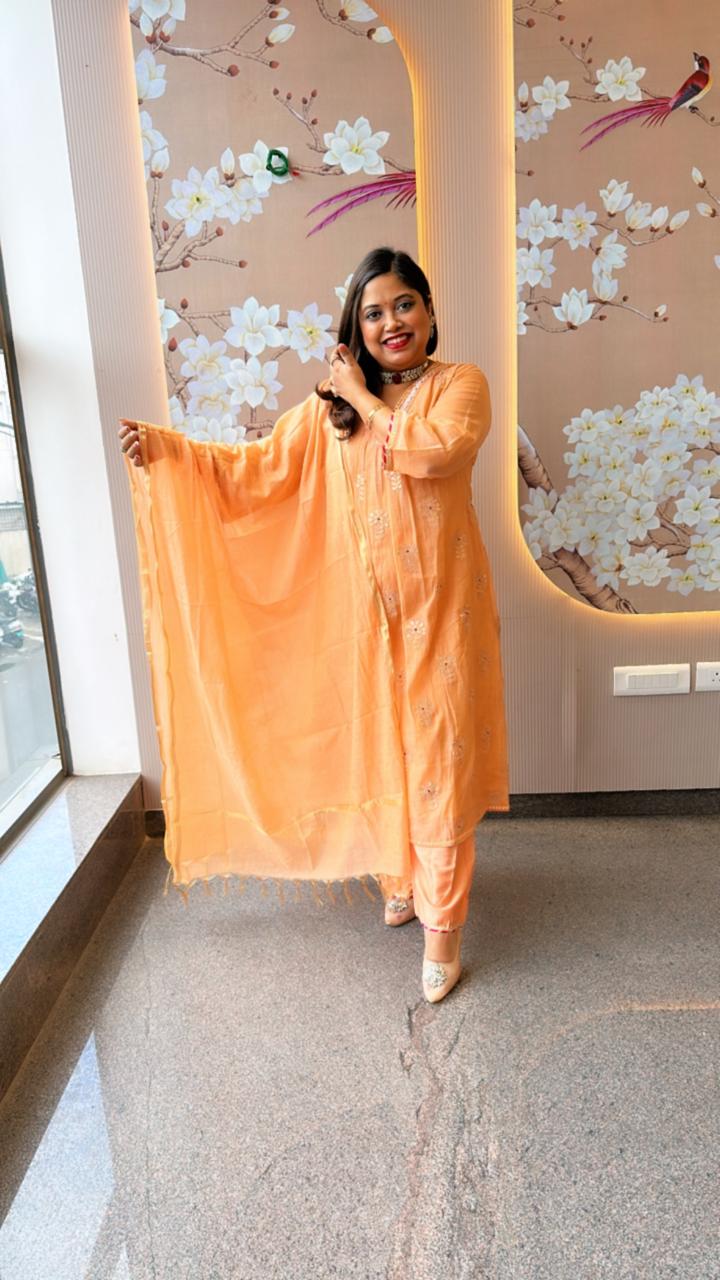 Double layer Mul Chanderi suit set