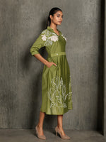 Viscose Chanderi silk embroidered one piece