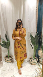 Pure Mul silk Kalamkari suit set in yellow