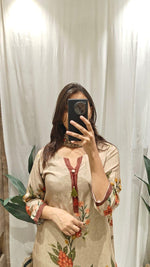 Pure Mul silk Kalamkari suit set in grey