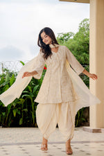 Embroidered Mul Chanderi with tulip pant