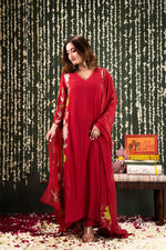 Designer appliqué work Mul Chanderi suit set