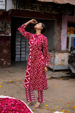 Heavy rayon kurta pant in red