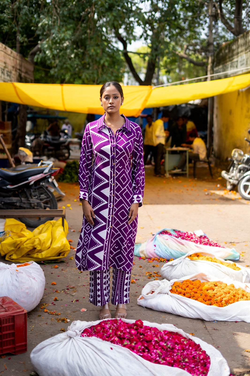 Heavy rayon kurta pant in purple