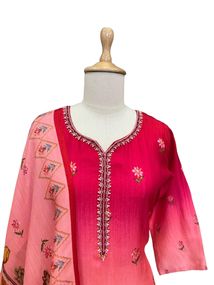 Premium silk digital printed and beautifully embellished suit set