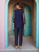 Festive embroidered Chanderi viscose silk designer sleeves co ord