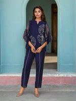 Festive embroidered Chanderi viscose silk designer sleeves co ord