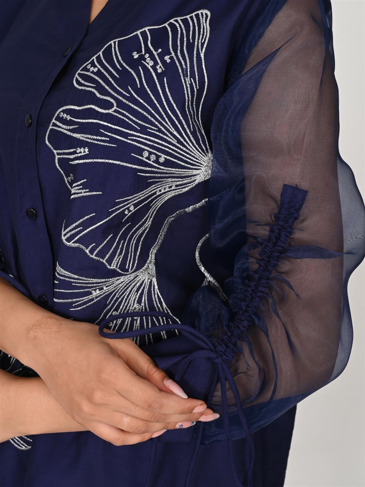 Festive embroidered Chanderi viscose silk designer sleeves co ord