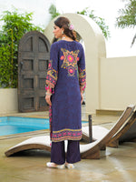 Pure Crepe silk lining digitally printed suit set in purple