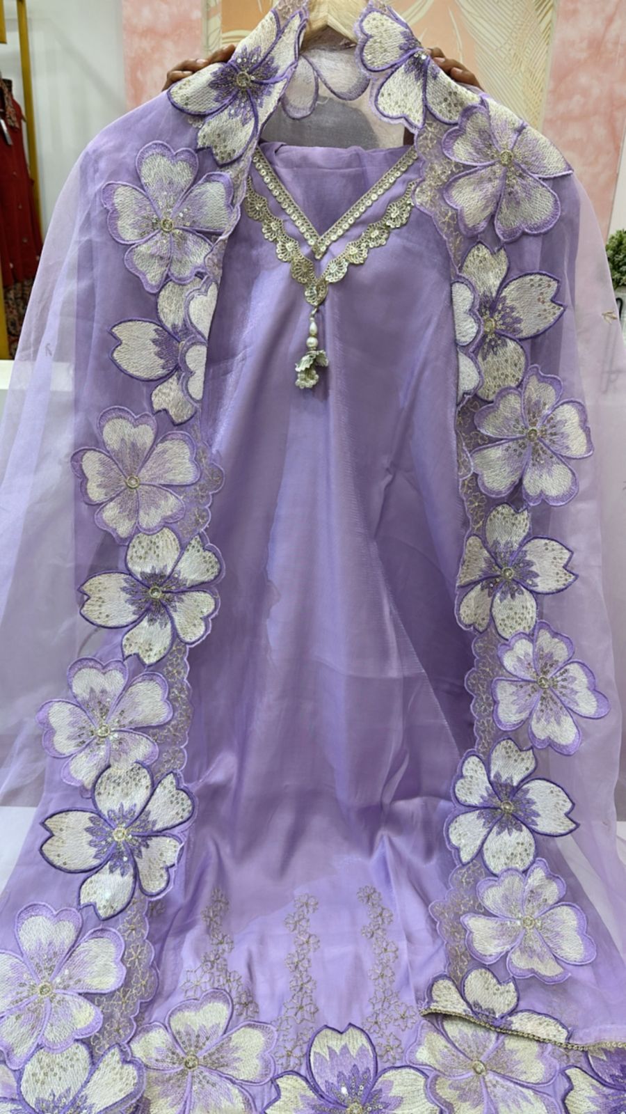 Gaji shimmer silk suit set