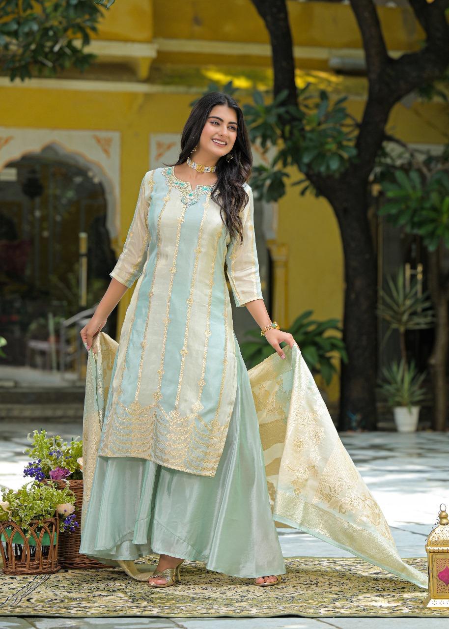 Royal Banarasi suit in blue