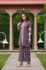 Pure cotton bandhani co ord set in purple
