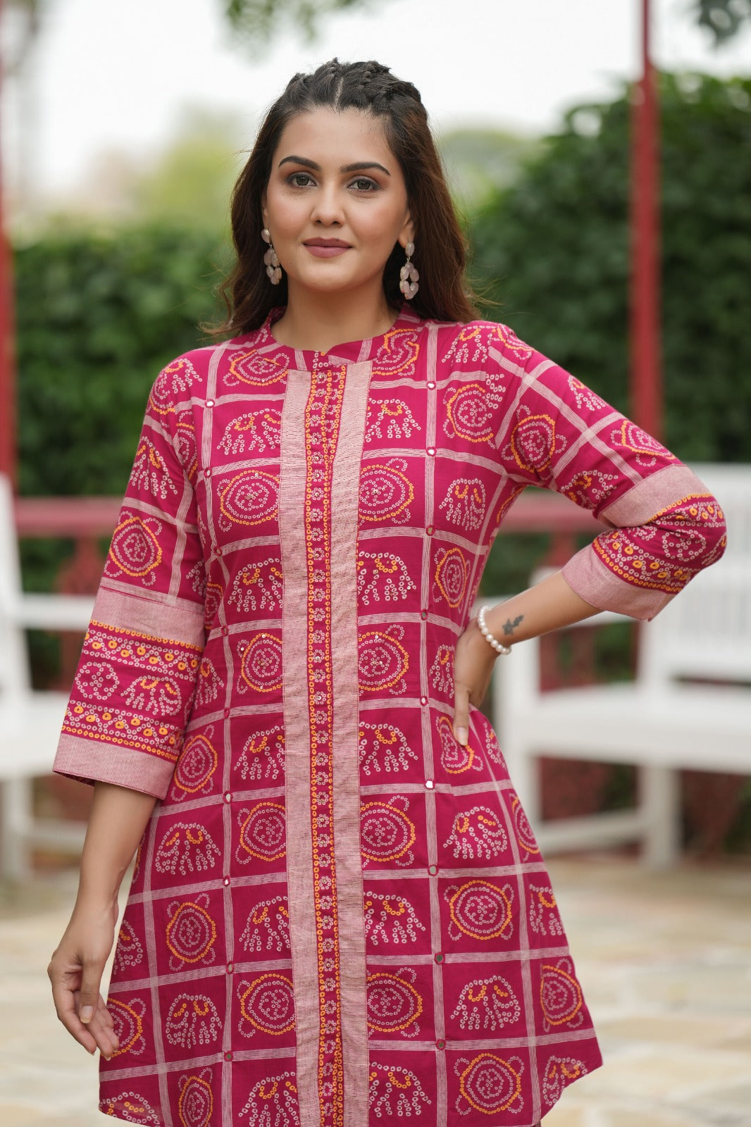 Pure cotton bandhani co ord set in pink