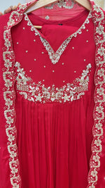 Pure chinon handwork suit set with Zari detailing