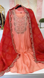 Pretty dola silk Anarkali paired with crepe dupatta