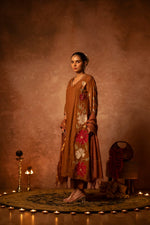 Pretty appliqué work Mul Chanderi suit set