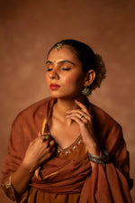 Pretty appliqué work Mul Chanderi suit set