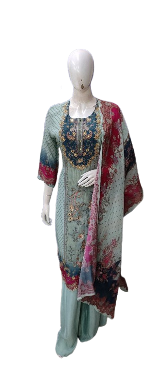 Pure crepe designer suit set