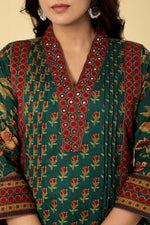 Pure cotton Kalamkari suit set in green
