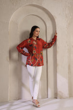 Pure Mul silk Kalamkari shirt in red