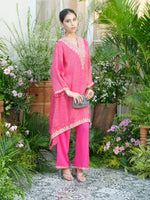 Pretty tissue pink kurta pant