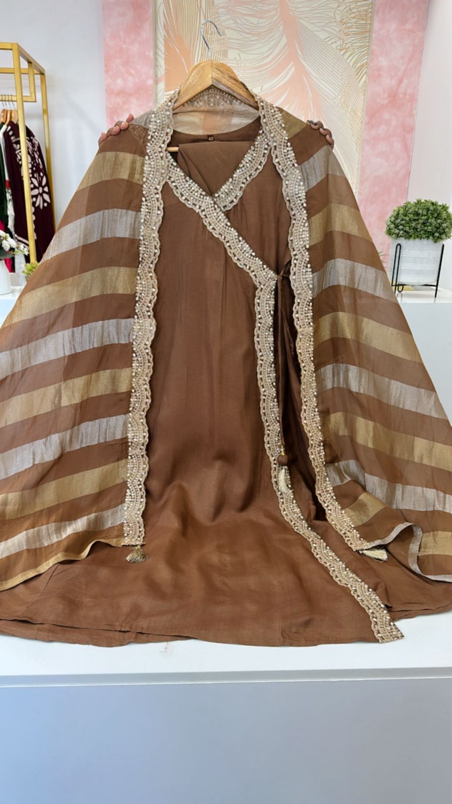 Pretty dola silk hand work suit set