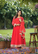 Pure cotton lining Anarkali suit set paired with georgette dupatta