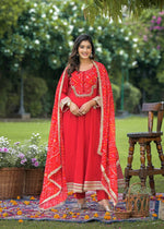Pure cotton lining Anarkali suit set paired with georgette dupatta