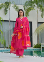 Appliqué work premium cotton suit set