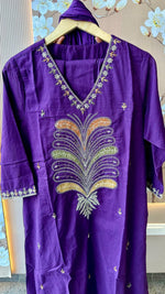 Pure cotton Zari detailing siliy cotton suit set