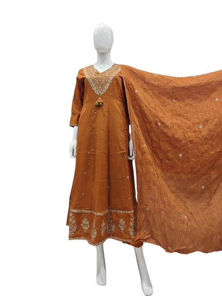 Pure Mul cotton Zari embroidery full suit set