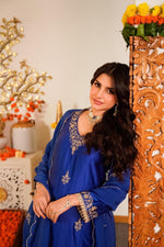 Royal blue Russian silk designer full suit set