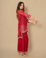 Pretty cotton silk bandhani with gotta detailing co ord