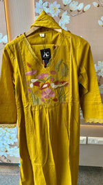 Pure embroidered cotton suit setin yellow
